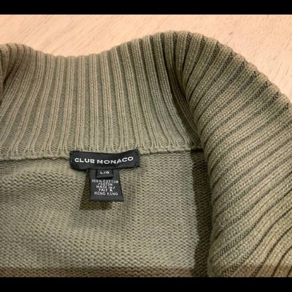 Green/Grey Club Monaco Full-Zip Sweater (Mens Large) - Picture 3 of 5